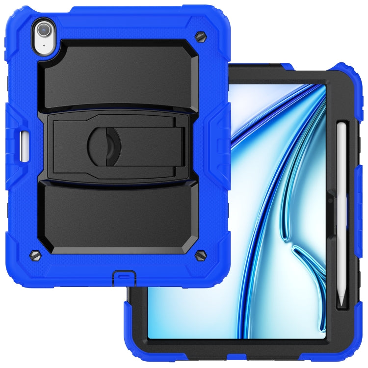 For iPad Air 11 2025 / 2024 Silicone Hydric PC Tablet Case with Shoulder Strap & Holder(Blue) - iPad Air 11 2025 / 2024 Cases by PMC Jewellery | Online Shopping South Africa | PMC Jewellery | Buy Now Pay Later Mobicred