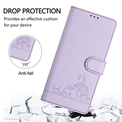 For Blackview Shark 8 Cat Rat Embossed Pattern RFID Leather Phone Case with Lanyard(Purple) - More Brand by PMC Jewellery | Online Shopping South Africa | PMC Jewellery | Buy Now Pay Later Mobicred