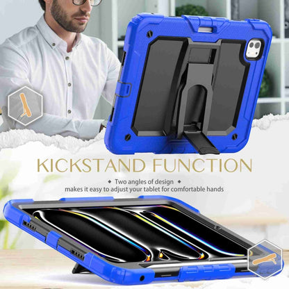 For iPad Pro 11 2024 Silicone Hydric PC Tablet Case with Shoulder Strap & Holder(Blue) - iPad Pro 11 2024 Cases by PMC Jewellery | Online Shopping South Africa | PMC Jewellery | Buy Now Pay Later Mobicred