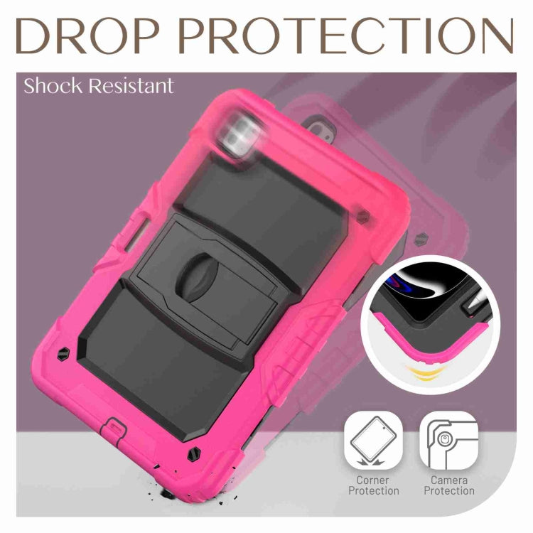 For iPad Pro 11 2024 Silicone Hydric PC Tablet Case with Shoulder Strap & Holder(Rose Red) - iPad Pro 11 2024 Cases by PMC TechLife | Online Shopping South Africa | PMC TechLife | Buy Now Pay Later Mobicred