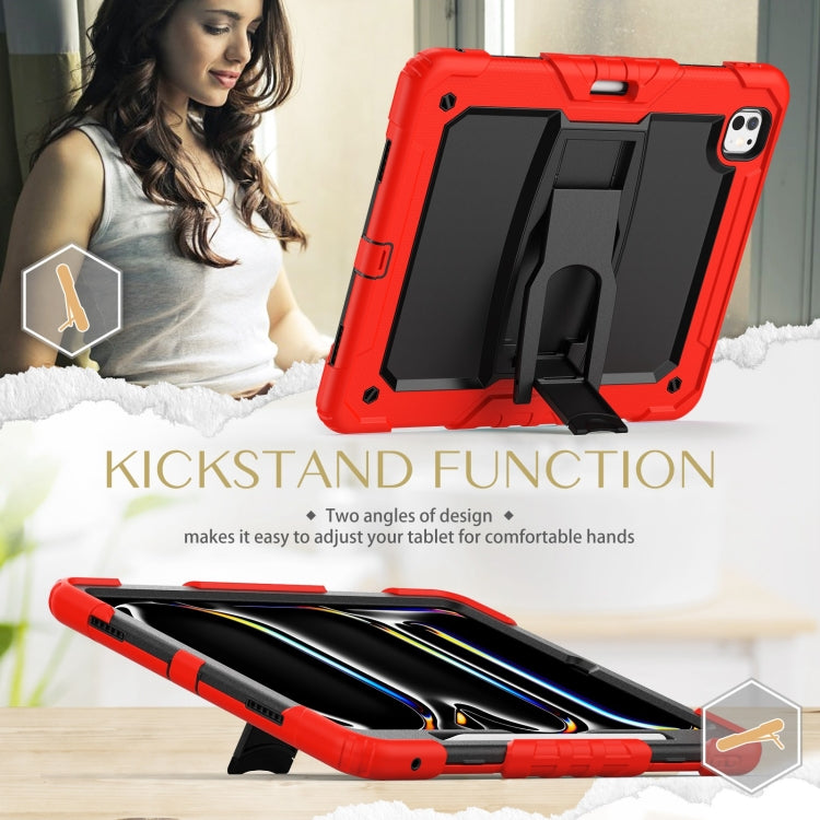 For iPad Pro 13 2024 Silicone Hydric PC Tablet Case with Shoulder Strap & Holder(Red) - iPad Pro 13 2024 Cases by PMC Jewellery | Online Shopping South Africa | PMC Jewellery | Buy Now Pay Later Mobicred