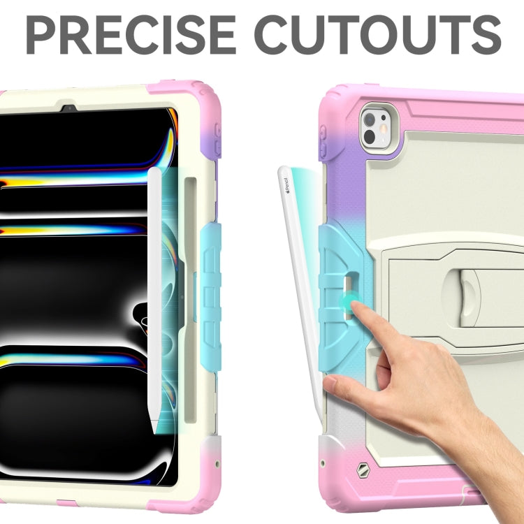 For iPad Pro 13 2024 Silicone Hydric PC Tablet Case with Shoulder Strap & Holder(Camouflage Pink) - iPad Pro 13 2024 Cases by PMC TechLife | Online Shopping South Africa | PMC TechLife | Buy Now Pay Later Mobicred