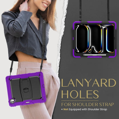 For iPad Pro 13 2024 Silicone Hydric PC Tablet Case with Shoulder Strap & Holder(Purple) - iPad Pro 13 2024 Cases by PMC Jewellery | Online Shopping South Africa | PMC Jewellery | Buy Now Pay Later Mobicred