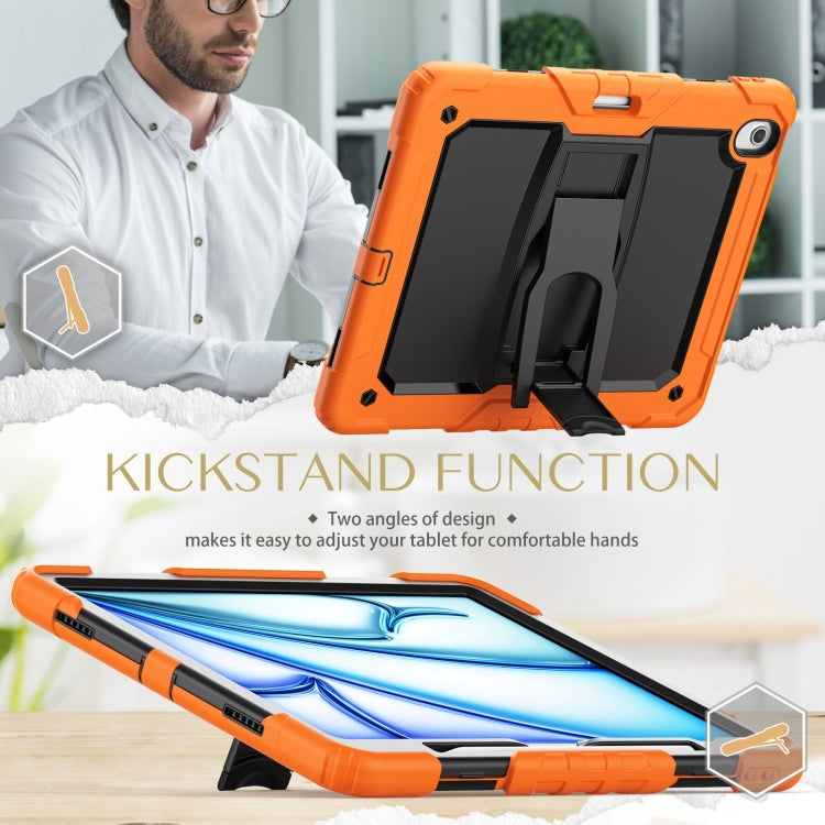 For iPad Air 13 2024 Silicone Hydric PC Tablet Case with Shoulder Strap & Holder(Orange) - iPad Air 13 2024 Cases by PMC Jewellery | Online Shopping South Africa | PMC Jewellery | Buy Now Pay Later Mobicred