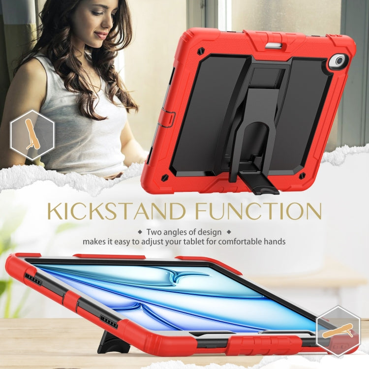 For iPad Air 13 2024 Silicone Hydric PC Tablet Case with Shoulder Strap & Holder(Red) - iPad Air 13 2024 Cases by PMC Jewellery | Online Shopping South Africa | PMC Jewellery | Buy Now Pay Later Mobicred