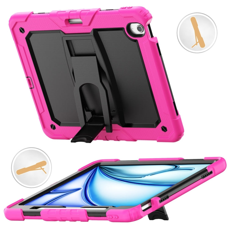 For iPad Air 13 2024 Silicone Hydric PC Tablet Case with Shoulder Strap & Holder(Rose Red) - iPad Air 13 2024 Cases by PMC Jewellery | Online Shopping South Africa | PMC Jewellery | Buy Now Pay Later Mobicred