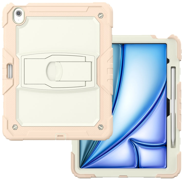 For iPad Air 13 2025 / 2024 Silicone Hydric PC Tablet Case with Shoulder Strap & Holder(Beige Rose Gold) - iPad Air 13 2025 / 2024 Cases by PMC Jewellery | Online Shopping South Africa | PMC Jewellery | Buy Now Pay Later Mobicred