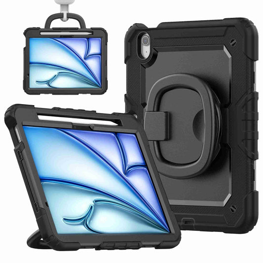 For iPad Air 11 2024 Handle Silicone Hydric PC Tablet Case with Shoulder Strap(Black) - iPad Air 11 2024 Cases by PMC Jewellery | Online Shopping South Africa | PMC Jewellery | Buy Now Pay Later Mobicred