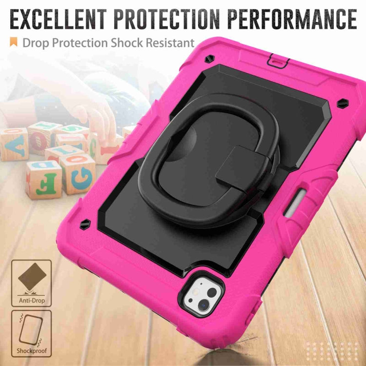 For iPad Pro 11 2024 Handle Silicone Hydric PC Tablet Case with Shoulder Strap(Rose Red) - iPad Pro 11 2024 Cases by PMC TechLife | Online Shopping South Africa | PMC TechLife | Buy Now Pay Later Mobicred
