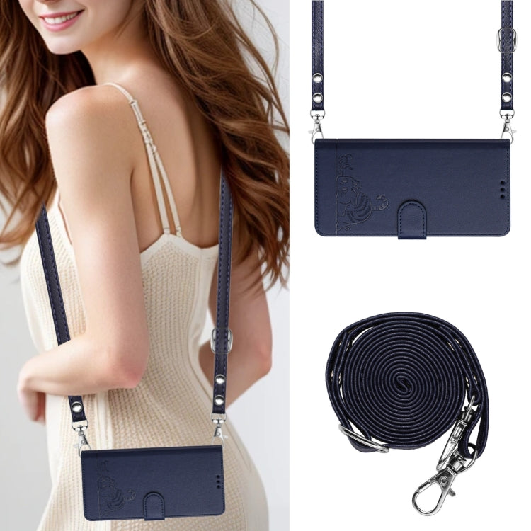 For Ulefone Note 14 Cat Rat Embossed Pattern RFID Leather Phone Case with Lanyard(Blue) - Ulefone Cases by PMC Jewellery | Online Shopping South Africa | PMC Jewellery | Buy Now Pay Later Mobicred