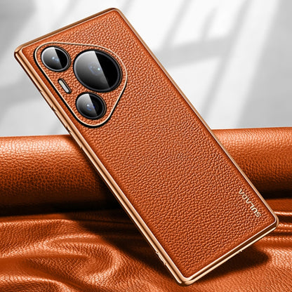 For Huawei Pura 70 Pro SULADA TPU + Litchi Texture Leather Phone Case(Orange) - Huawei Cases by SULADA | Online Shopping South Africa | PMC Jewellery | Buy Now Pay Later Mobicred