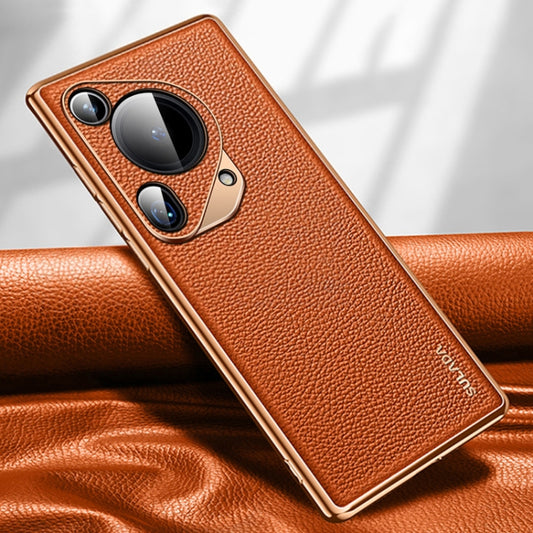 For Huawei Pura 70 Ultra SULADA TPU + Litchi Texture Leather Phone Case(Orange) - Huawei Cases by SULADA | Online Shopping South Africa | PMC Jewellery | Buy Now Pay Later Mobicred