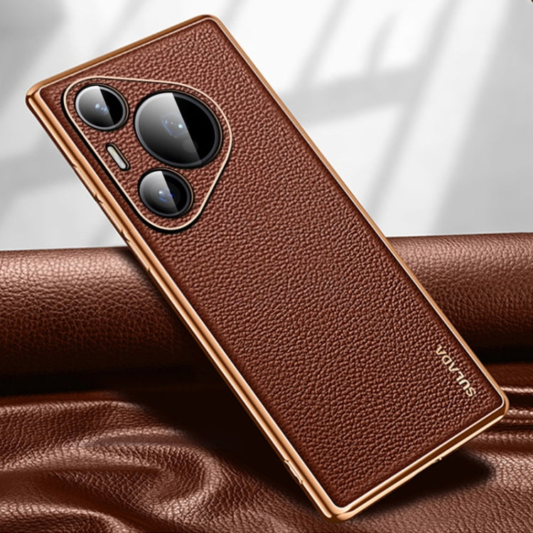 For Huawei Pura 70 SULADA TPU + Litchi Texture Leather Phone Case(Brown) - Huawei Cases by SULADA | Online Shopping South Africa | PMC Jewellery | Buy Now Pay Later Mobicred