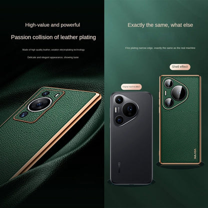 For Huawei Pura 70 Ultra SULADA TPU + Litchi Texture Leather Phone Case(Green) - Huawei Cases by SULADA | Online Shopping South Africa | PMC Jewellery | Buy Now Pay Later Mobicred