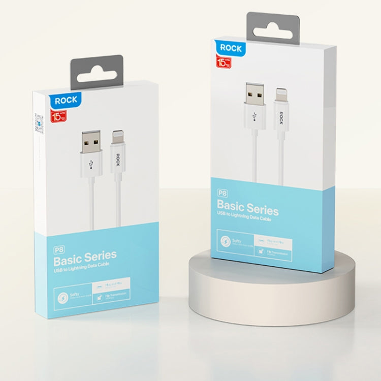 ROCK P8 Prime Series 1m USB Fast Charging Data Cable, Interface:2.4A 8 Pin(White) - Normal Style Cable by ROCK | Online Shopping South Africa | PMC Jewellery | Buy Now Pay Later Mobicred