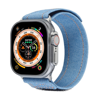 For Apple Watch Ultra 49mm Cowboy Nylon Hook and Loop Fastener Watch Band(Light Blue) - Watch Bands by PMC Jewellery | Online Shopping South Africa | PMC Jewellery | Buy Now Pay Later Mobicred