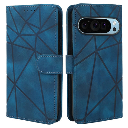 For Google Pixel 9 / 9 Pro Skin Feel Geometric Lines Leather Phone Case(Blue) - Google Cases by PMC Jewellery | Online Shopping South Africa | PMC Jewellery | Buy Now Pay Later Mobicred