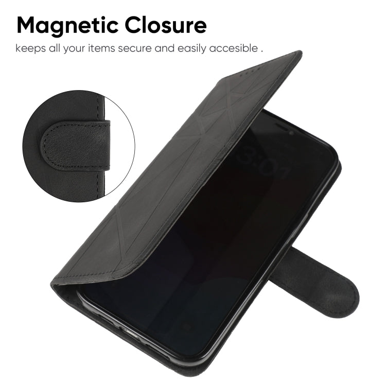 For Google Pixel 9 Pro XL Skin Feel Geometric Lines Leather Phone Case(Black) - Google Cases by PMC Jewellery | Online Shopping South Africa | PMC Jewellery | Buy Now Pay Later Mobicred