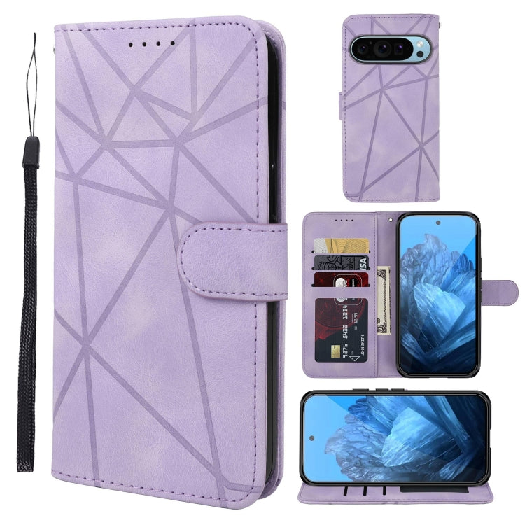 For Google Pixel 9 Pro XL Skin Feel Geometric Lines Leather Phone Case(Purple) - Google Cases by PMC Jewellery | Online Shopping South Africa | PMC Jewellery | Buy Now Pay Later Mobicred