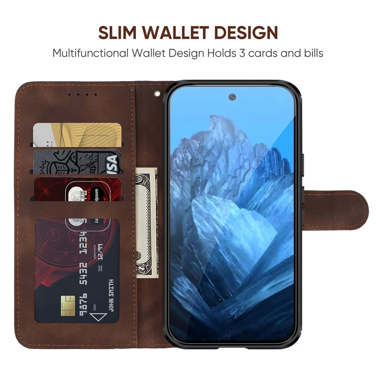 For Google Pixel 9 Pro XL Skin Feel Geometric Lines Leather Phone Case(Brown) - Google Cases by PMC Jewellery | Online Shopping South Africa | PMC Jewellery | Buy Now Pay Later Mobicred