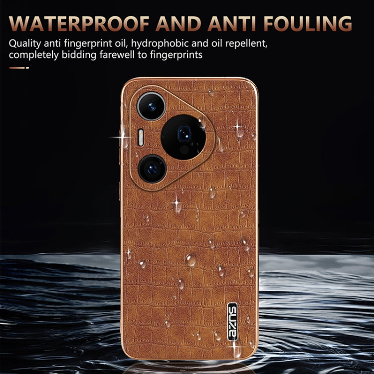 For Huawei Pura 70 Pro / 70 Pro+ AZNS Electroplated Frame Crocodile Texture Full Coverage Phone Case(Blue) - Huawei Cases by AZNS | Online Shopping South Africa | PMC Jewellery | Buy Now Pay Later Mobicred