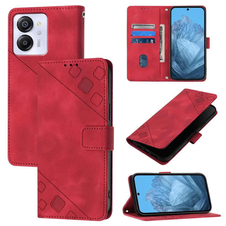 For Blackview Color 8 Skin Feel Embossed Leather Phone Case(Red) - More Brand by PMC TechLife | Online Shopping South Africa | PMC TechLife | Buy Now Pay Later Mobicred
