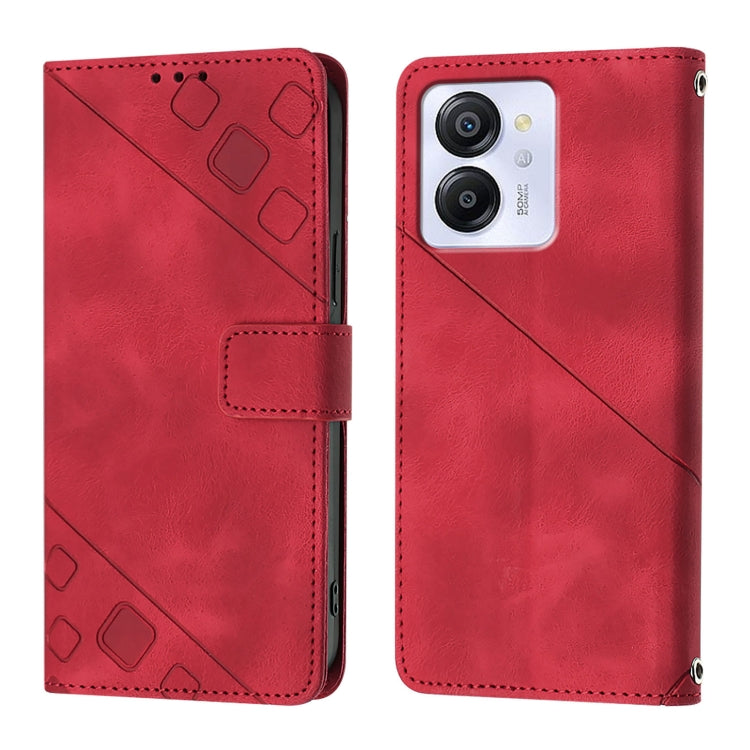 For Blackview Color 8 Skin Feel Embossed Leather Phone Case(Red) - More Brand by PMC TechLife | Online Shopping South Africa | PMC TechLife | Buy Now Pay Later Mobicred