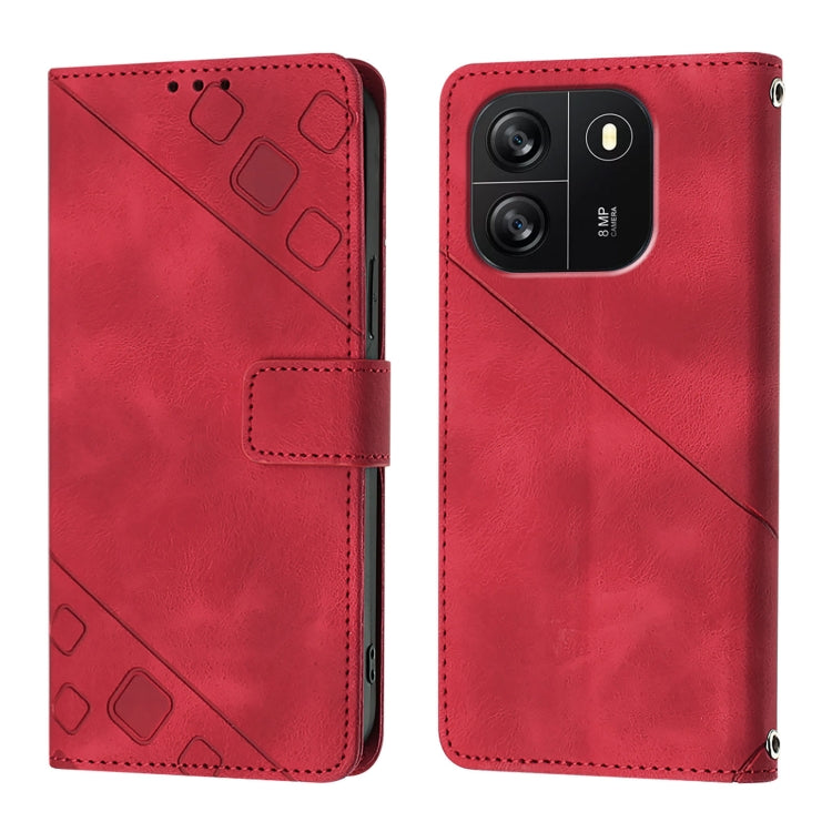 For Blackview Wave 6C Skin Feel Embossed Leather Phone Case(Red) - More Brand by PMC Jewellery | Online Shopping South Africa | PMC Jewellery | Buy Now Pay Later Mobicred