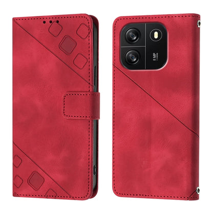 For Blackview Wave 6C Skin Feel Embossed Leather Phone Case(Red) - More Brand by PMC Jewellery | Online Shopping South Africa | PMC Jewellery | Buy Now Pay Later Mobicred