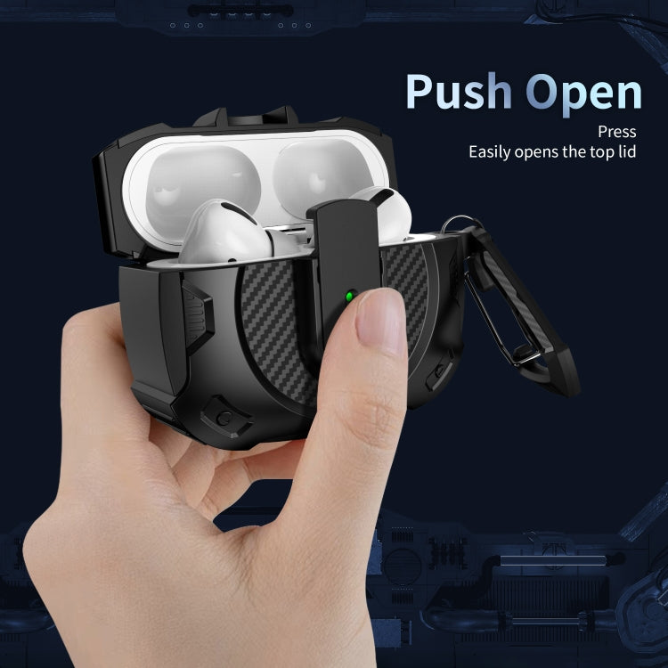 For AirPods Pro Lock Shockproof Bluetooth Earphone Protective Case(Black Purple) - For AirPods Pro by PMC Jewellery | Online Shopping South Africa | PMC Jewellery | Buy Now Pay Later Mobicred