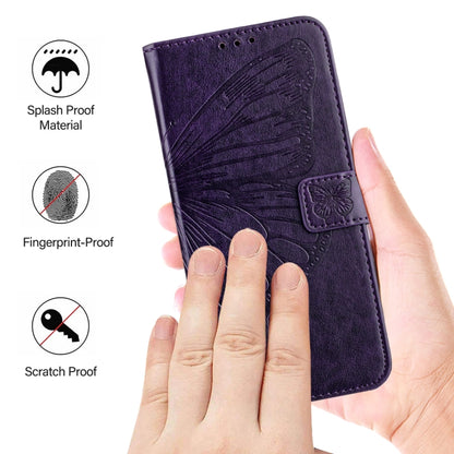 For Blackview A52 Embossed Butterfly Leather Phone Case(Dark Purple) - More Brand by PMC Jewellery | Online Shopping South Africa | PMC Jewellery | Buy Now Pay Later Mobicred