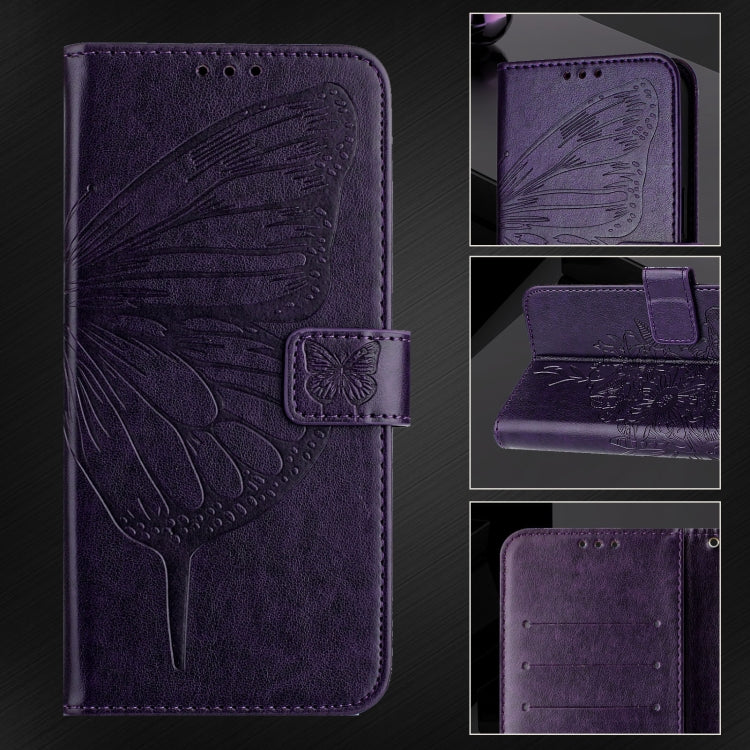 For Blackview A52 Embossed Butterfly Leather Phone Case(Dark Purple) - More Brand by PMC Jewellery | Online Shopping South Africa | PMC Jewellery | Buy Now Pay Later Mobicred