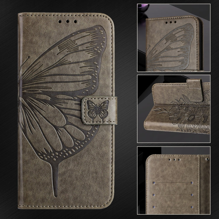 For Blackview A53 Embossed Butterfly Leather Phone Case(Grey) - More Brand by PMC TechLife | Online Shopping South Africa | PMC TechLife | Buy Now Pay Later Mobicred