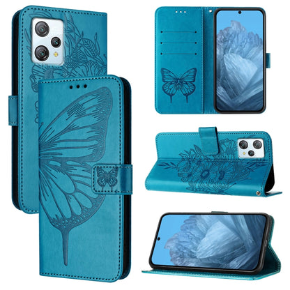 For Blackview A53 Embossed Butterfly Leather Phone Case(Blue) - More Brand by PMC Jewellery | Online Shopping South Africa | PMC Jewellery | Buy Now Pay Later Mobicred