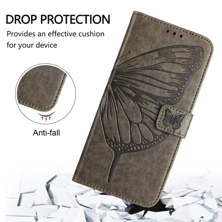 For Blackview Wave 6C Embossed Butterfly Leather Phone Case(Grey) - More Brand by PMC Jewellery | Online Shopping South Africa | PMC Jewellery | Buy Now Pay Later Mobicred