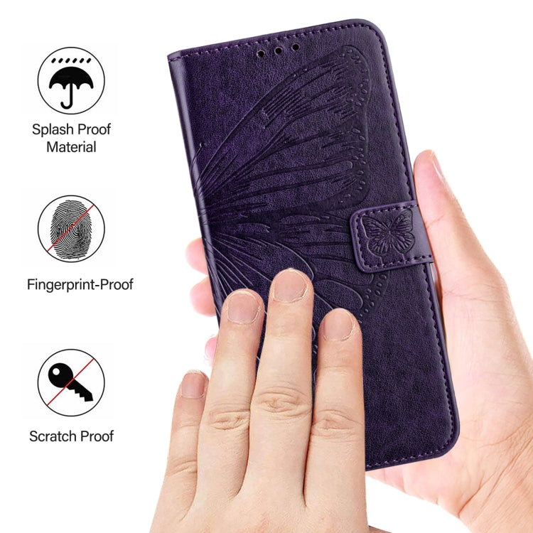 For Blackview Color 8 Embossed Butterfly Leather Phone Case(Dark Purple) - More Brand by PMC Jewellery | Online Shopping South Africa | PMC Jewellery | Buy Now Pay Later Mobicred