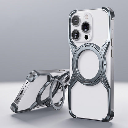 For iPhone 13 Pro / 14 Pro / 15 Pro Aluminum Alloy Frameless 360-Degree Rotating Phone Case(Grey) - iPhone 15 Pro Cases by PMC Jewellery | Online Shopping South Africa | PMC Jewellery | Buy Now Pay Later Mobicred