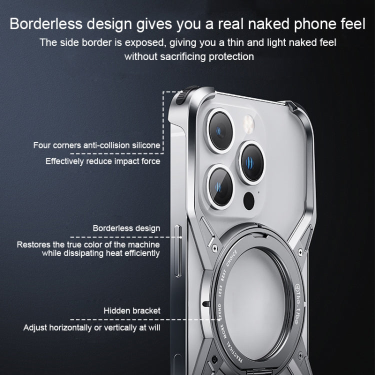 For iPhone 13 / 14 / 15 Aluminum Alloy Frameless 360-Degree Rotating Phone Case(Grey) - iPhone 14 Cases by PMC Jewellery | Online Shopping South Africa | PMC Jewellery | Buy Now Pay Later Mobicred