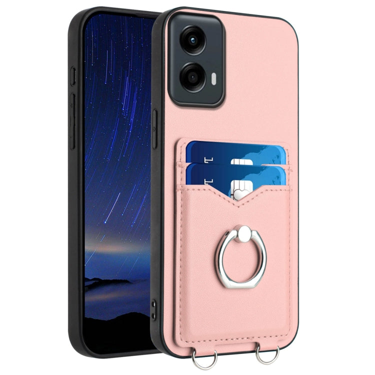 For Motorola Moto G 5G 2024 R20 Ring Card Holder Phone Case(Pink) - Motorola Cases by PMC Jewellery | Online Shopping South Africa | PMC Jewellery | Buy Now Pay Later Mobicred