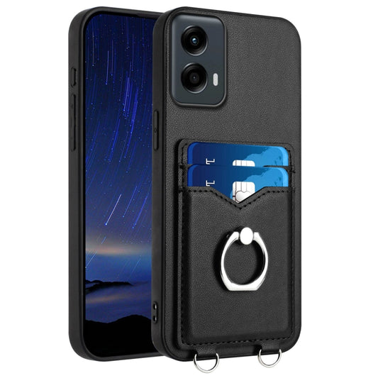 For Motorola Moto G 5G 2024 R20 Ring Card Holder Phone Case(Black) - Motorola Cases by PMC Jewellery | Online Shopping South Africa | PMC Jewellery | Buy Now Pay Later Mobicred