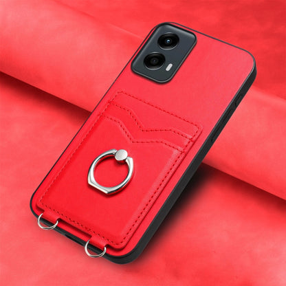 For Motorola Moto G 5G 2024 R20 Ring Card Holder Phone Case(Red) - Motorola Cases by PMC Jewellery | Online Shopping South Africa | PMC Jewellery | Buy Now Pay Later Mobicred