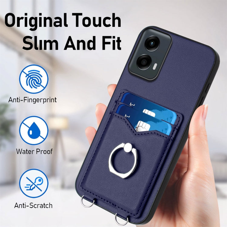 For Motorola Moto G Play 2024 5G R20 Ring Card Holder Phone Case(Blue) - Motorola Cases by PMC Jewellery | Online Shopping South Africa | PMC Jewellery | Buy Now Pay Later Mobicred