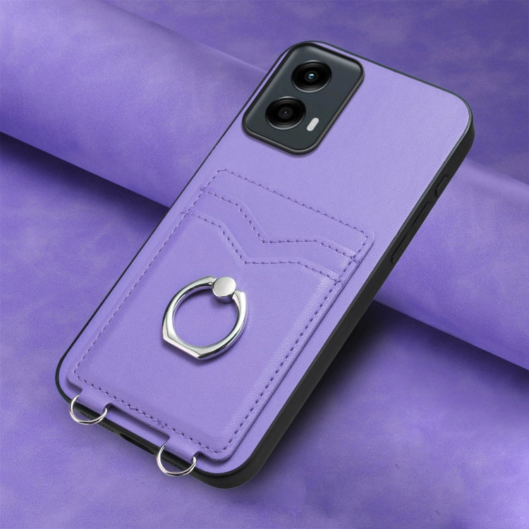 For Motorola Moto G Play 2024 5G R20 Ring Card Holder Phone Case(Purple) - Motorola Cases by PMC Jewellery | Online Shopping South Africa | PMC Jewellery | Buy Now Pay Later Mobicred