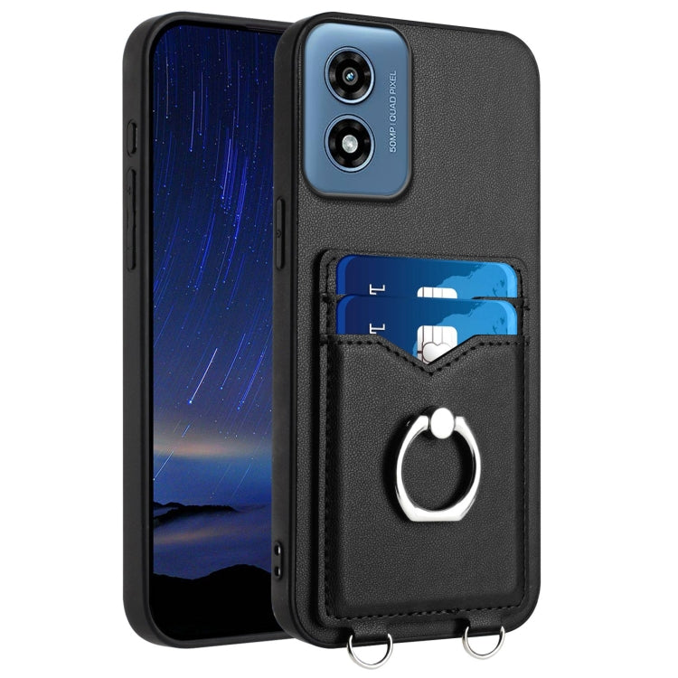 For Motorola Moto G Play 2024 4G R20 Ring Card Holder Phone Case(Black) - Motorola Cases by PMC Jewellery | Online Shopping South Africa | PMC Jewellery | Buy Now Pay Later Mobicred