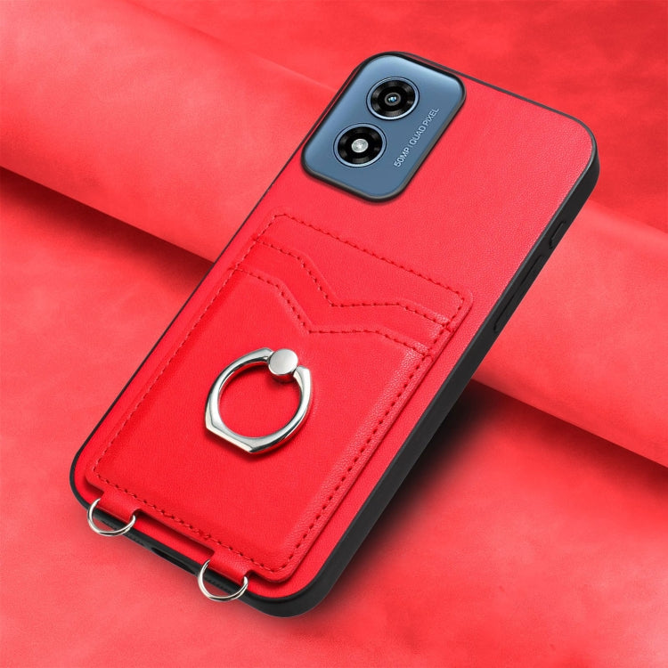 For Motorola Moto G Play 2024 4G R20 Ring Card Holder Phone Case(Red) - Motorola Cases by PMC Jewellery | Online Shopping South Africa | PMC Jewellery | Buy Now Pay Later Mobicred