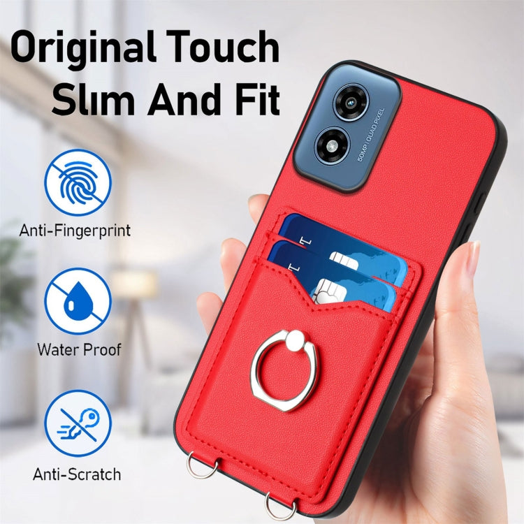 For Motorola Moto G Play 2024 4G R20 Ring Card Holder Phone Case(Red) - Motorola Cases by PMC Jewellery | Online Shopping South Africa | PMC Jewellery | Buy Now Pay Later Mobicred