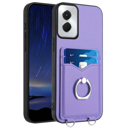 For Motorola Moto G Power 5G 2024 R20 Ring Card Holder Phone Case(Purple) - Motorola Cases by PMC Jewellery | Online Shopping South Africa | PMC Jewellery | Buy Now Pay Later Mobicred