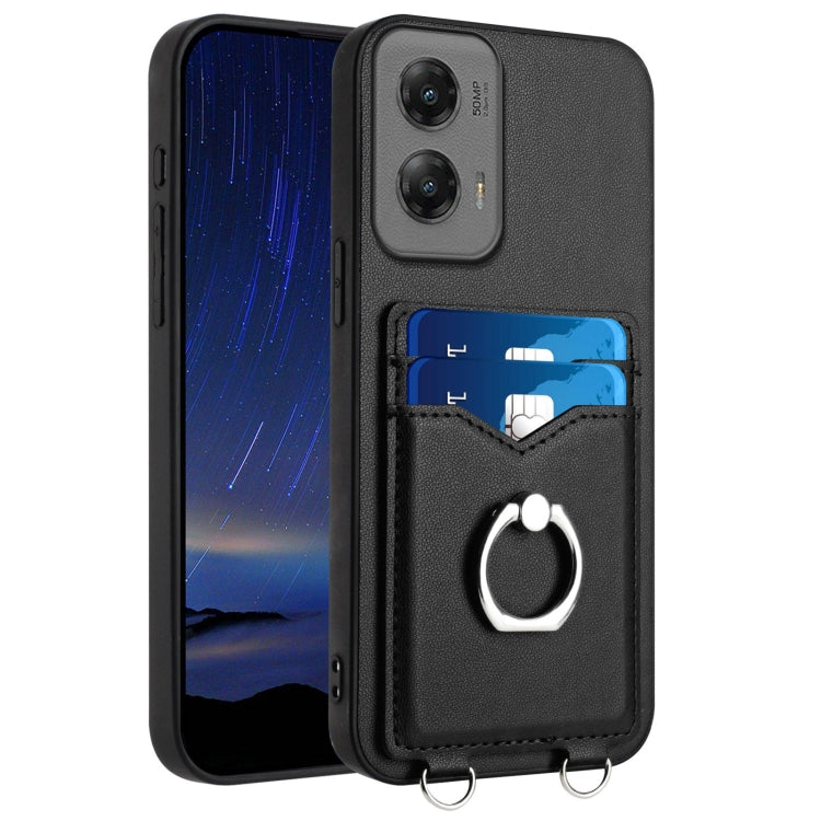 For Motorola Moto G Stylus 5G 2024 R20 Ring Card Holder Phone Case(Black) - Motorola Cases by PMC Jewellery | Online Shopping South Africa | PMC Jewellery | Buy Now Pay Later Mobicred