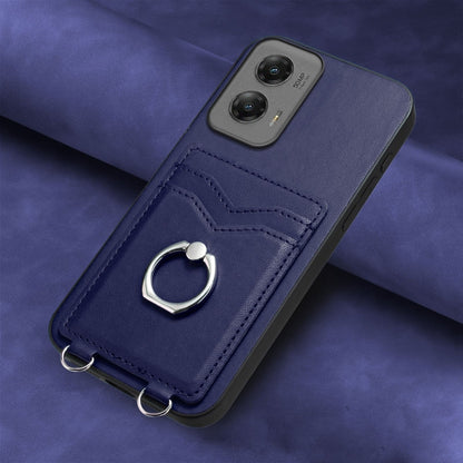 For Motorola Moto G Stylus 5G 2024 R20 Ring Card Holder Phone Case(Blue) - Motorola Cases by PMC Jewellery | Online Shopping South Africa | PMC Jewellery | Buy Now Pay Later Mobicred