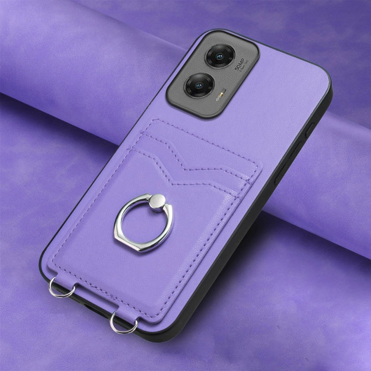 For Motorola Moto G Stylus 5G 2024 R20 Ring Card Holder Phone Case(Purple) - Motorola Cases by PMC Jewellery | Online Shopping South Africa | PMC Jewellery | Buy Now Pay Later Mobicred